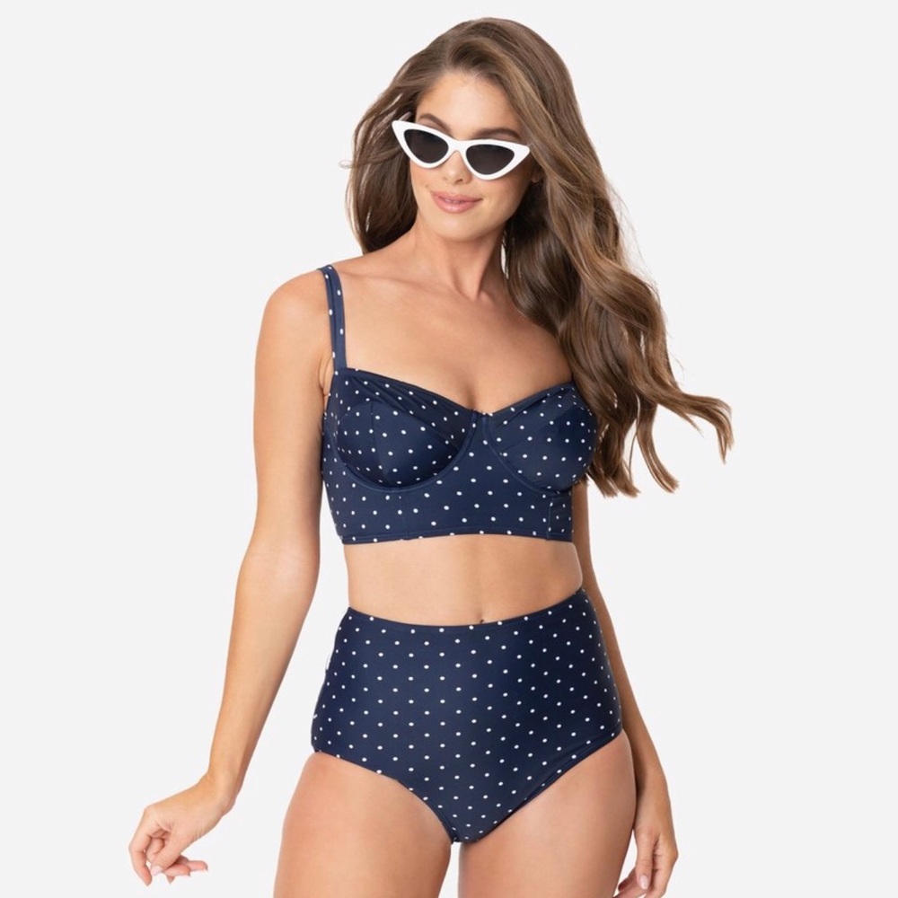 Unique Vintage Polka Dot 2 Piece Bathing Suit